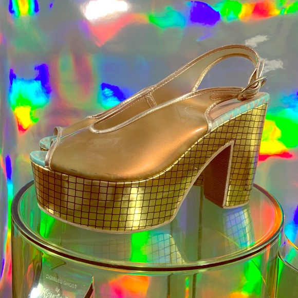 gold disco heels